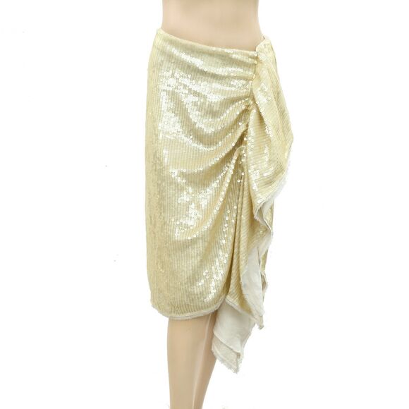H&M Sequined Ruffle Skirt Asymmetrical Draped High Waisted Cocktail S NEW 227766 - Picture 1 of 5